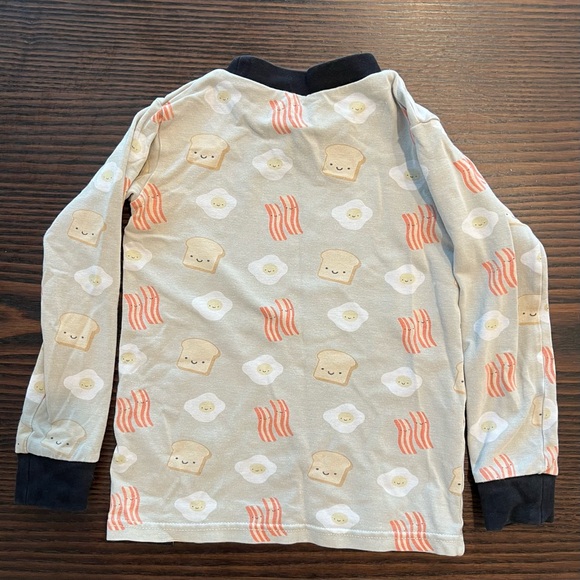Whistle & Flute Organic Cotton Pajamas Kawaii Bacon and Eggs Size 5-6 - Picture 3 of 7